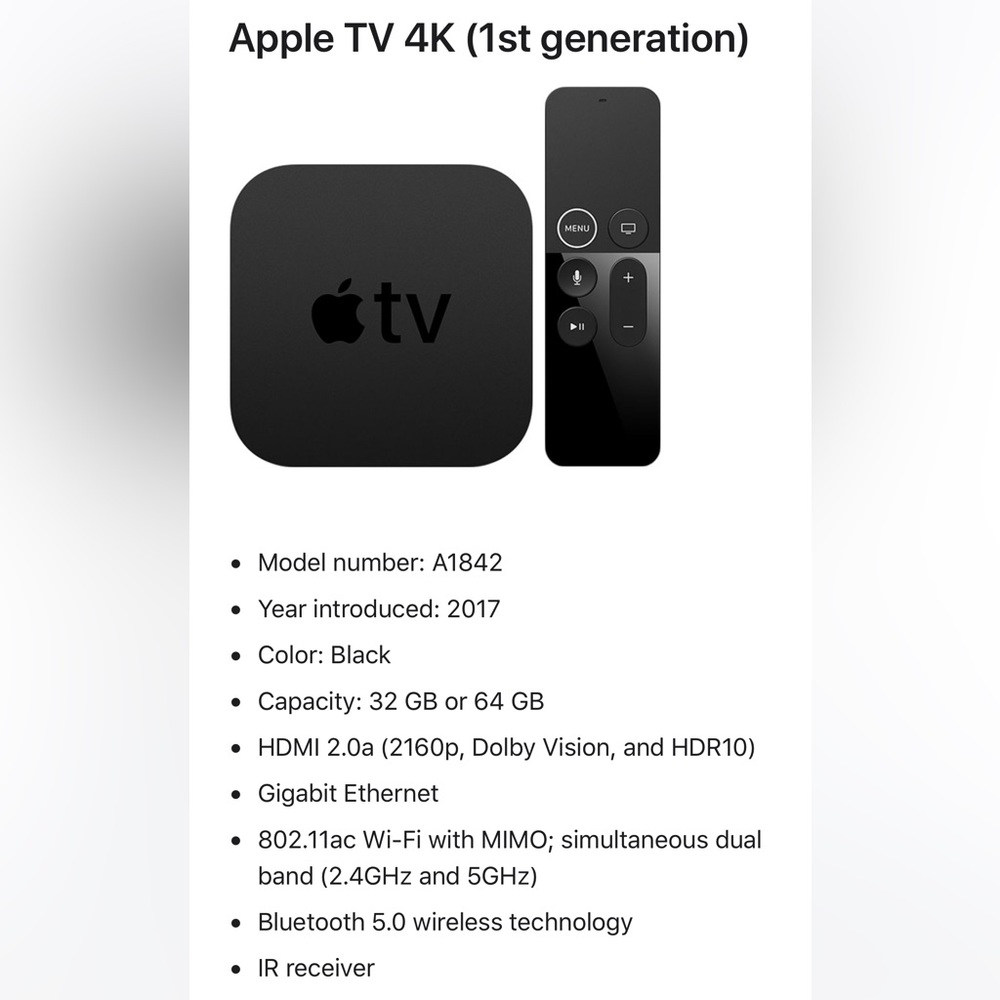 apple tv 4k comes with all cords and remote